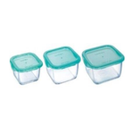 LUMINARC SQUARE KEEP N BOX SET OF 3 CONTAINERS  (0.38, 0.76, 1.22 L)