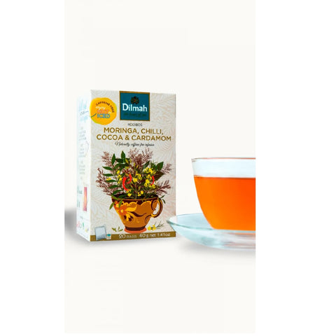 DILMAH GOURMET ROOIBOS MORINGA, CHILLI, COCOA & CARDAMOM 20 TEABAGS